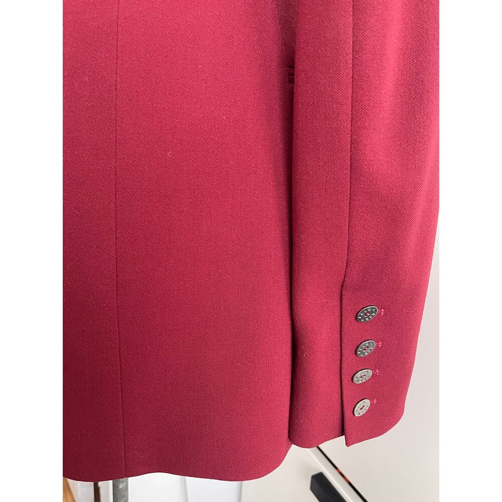 Lagerfeld Wmns Sz 38 Vintage 90s Maroon Fitted Blazer Retro Vintage Cool Work - Picture 12 of 16